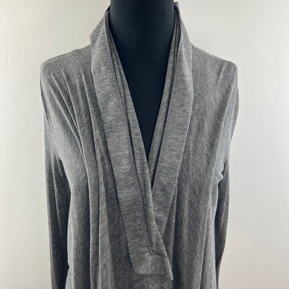 Helmut Lang Gray Cardigan Sweater Micro Modal Open Front Long Sleeve FLAW - Picture 2 of 11